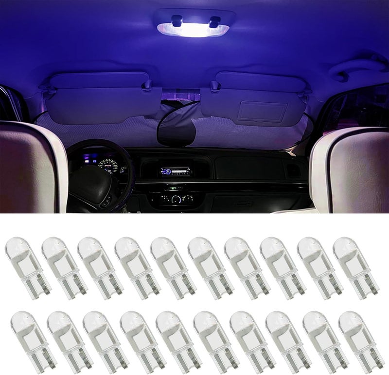 RGOAANC 30 PCS 194 LED Car Bulb, 194 LED Light Bulb White 6000K, 168 2825 W5W T10 Wedge COB LED Replacement Bulbs Error Free for Car Dome Map Door Courtesy License Plate (Blue) - Image 1